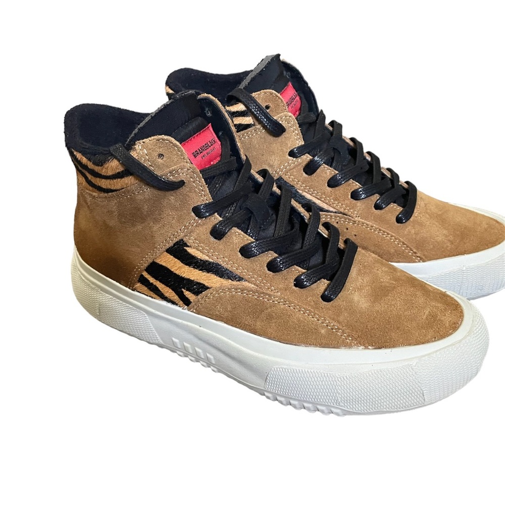 Brandblack Los Angeles genuine leather suede sneakers with animal print Size 6.5